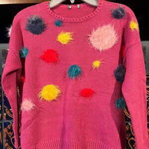 🌈 Benetton Pom Pom Sweater Fuchsia/Pink | Youth M